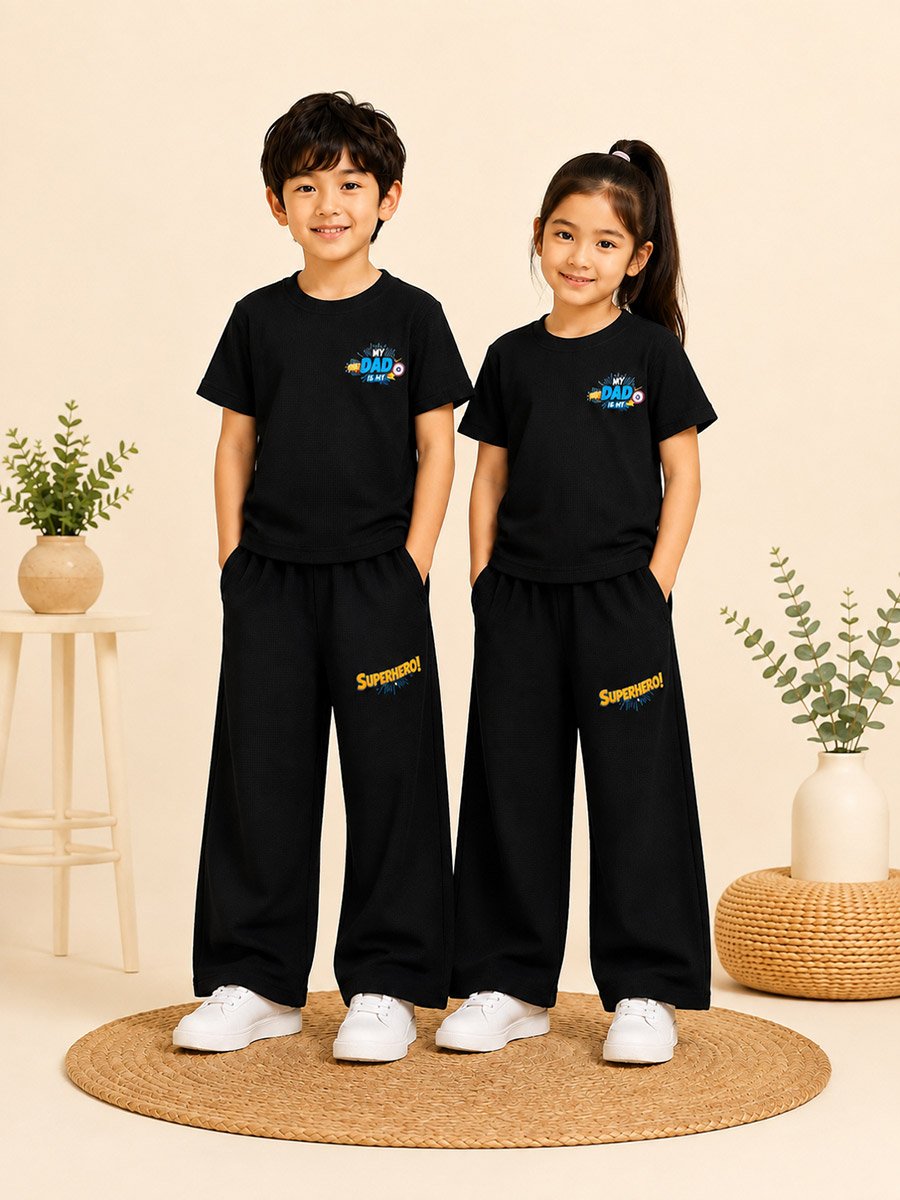 Kids Printed Waffle T-Shirt and Joggers Co-ord Set