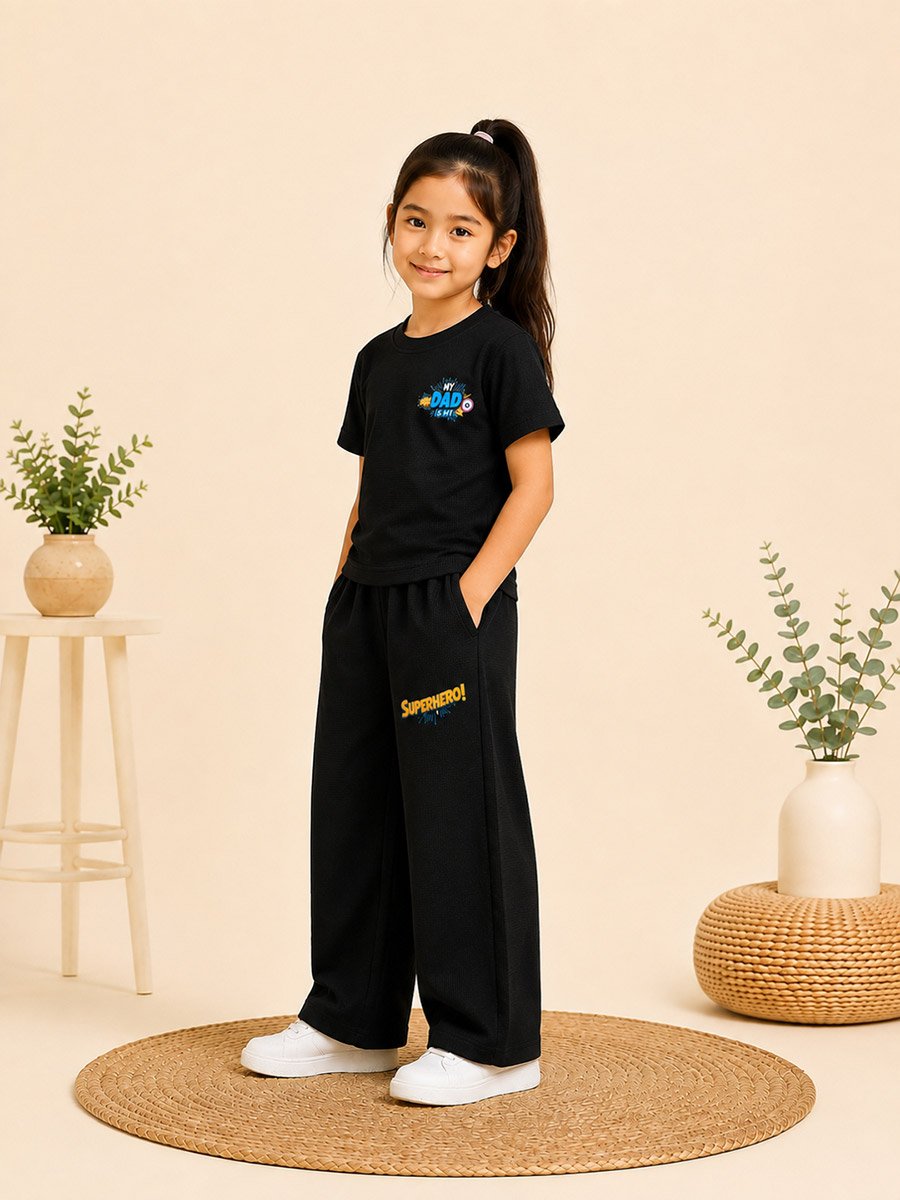 Kids Printed Waffle T-Shirt and Joggers Co-ord Set