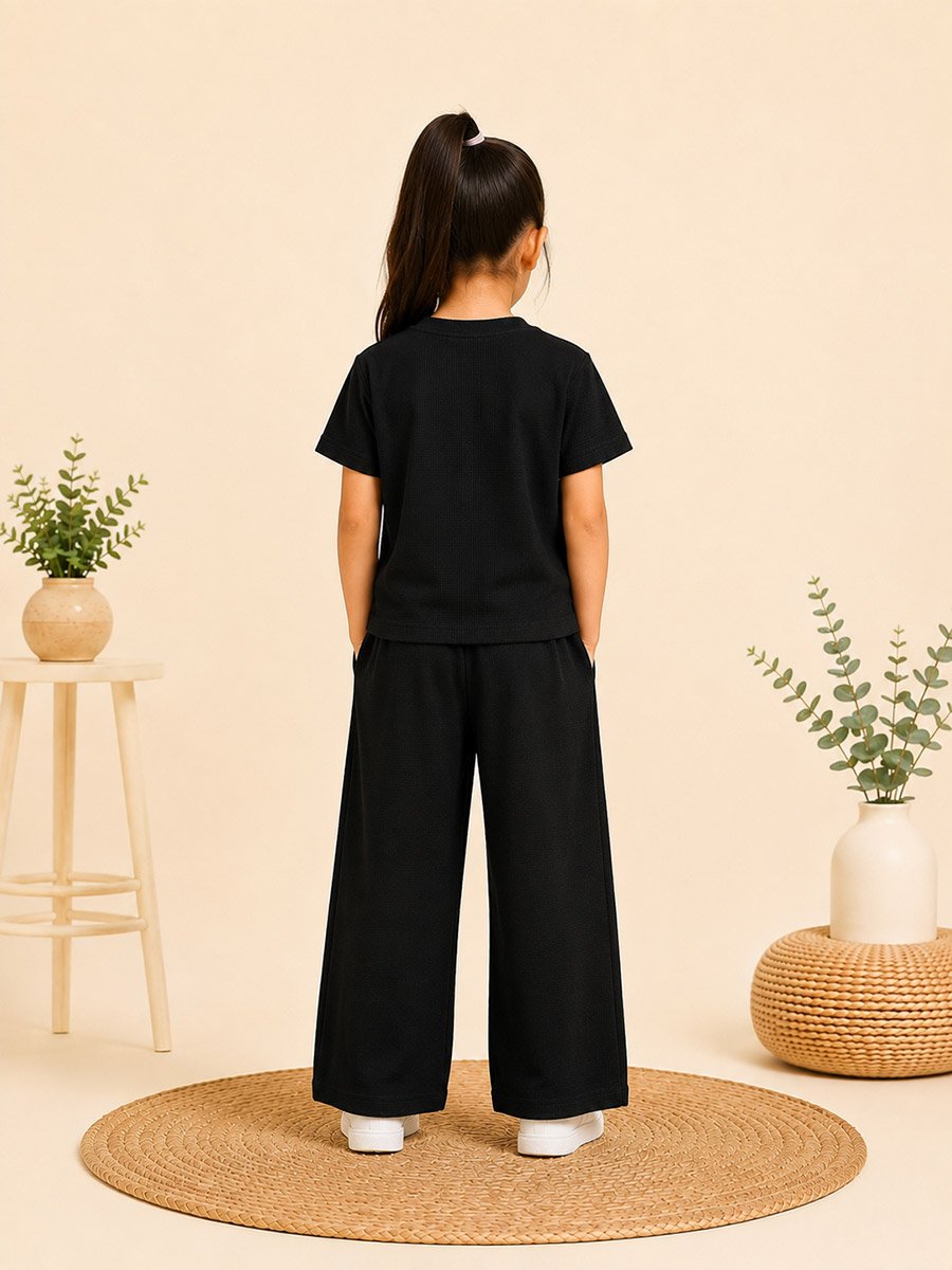 Kids Printed Waffle T-Shirt and Joggers Co-ord Set