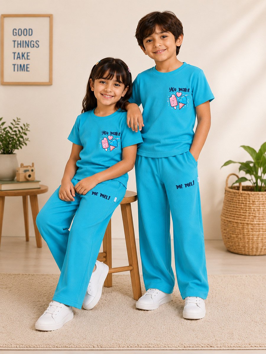 Kids Slogan Printed T-Shirt and Joggers Co-Ord Set