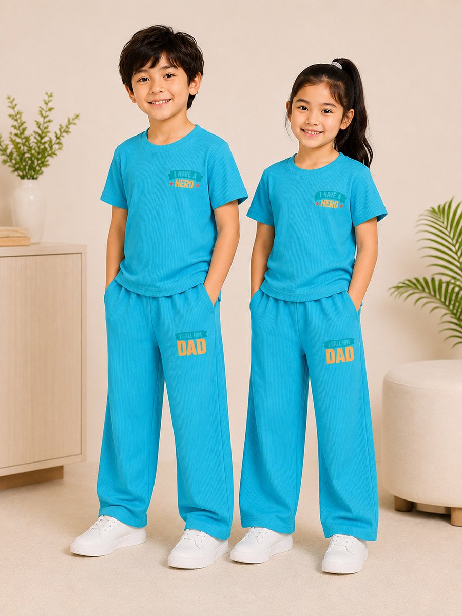 Kids Turquoise Printed T-Shirt and Joggers Co-ord Set