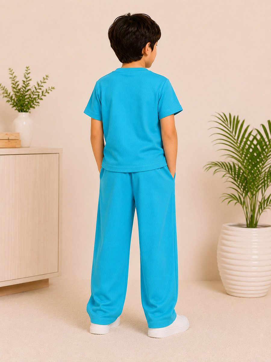 Kids Turquoise Printed T-Shirt and Joggers Co-ord Set