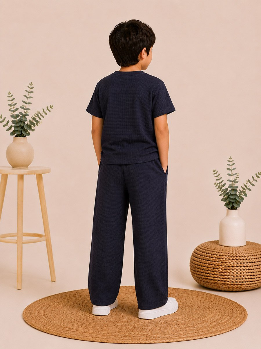 Kids Printed Waffle T-Shirt and Joggers Co-ord Set