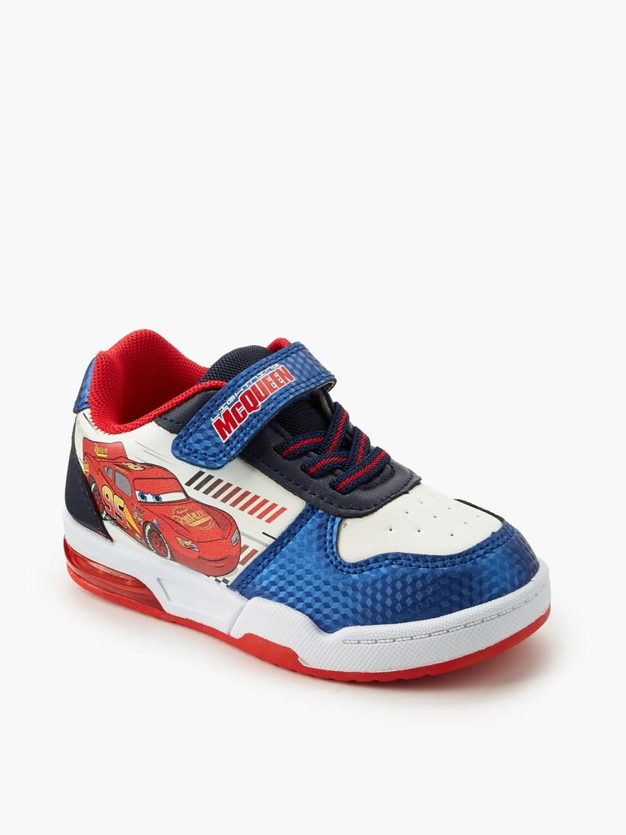 Boys Cars Print Light-Up Ankle Sneakers