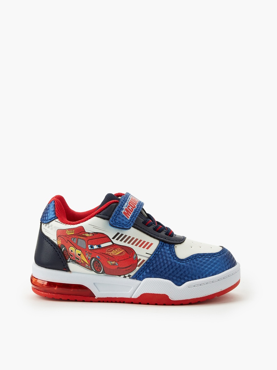 Boys Cars Print Light-Up Ankle Sneakers