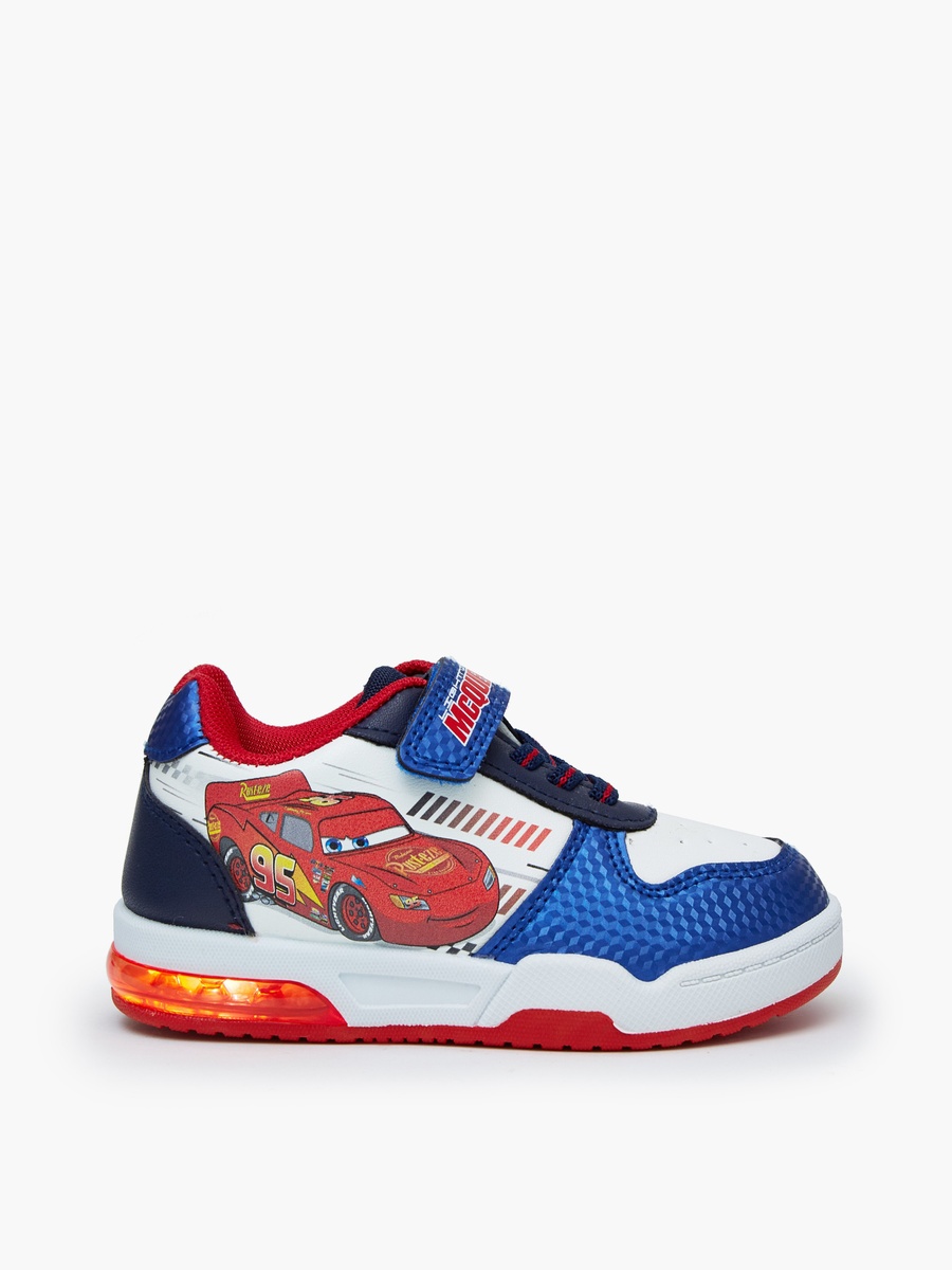 Boys Cars Print Light-Up Ankle Sneakers