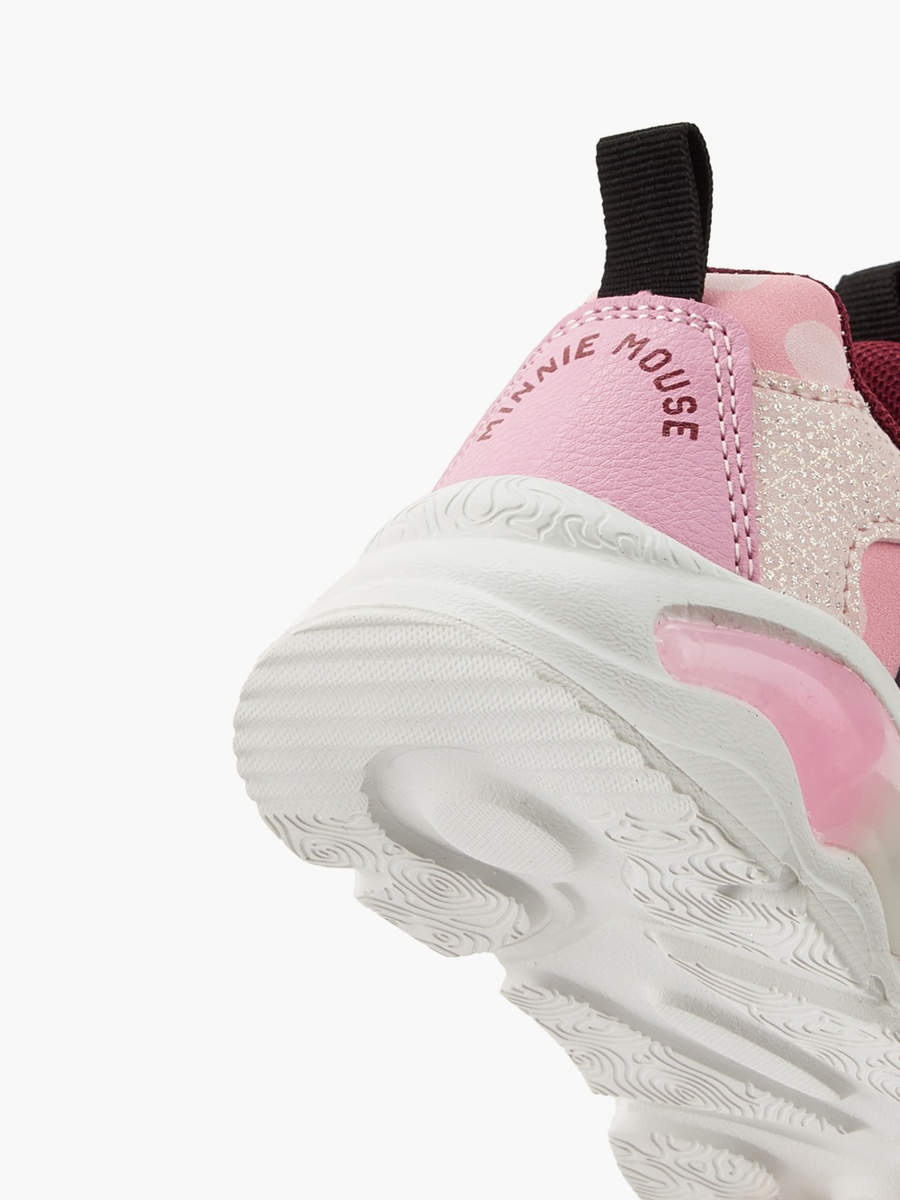 Girls Minnie Mouse Print Light-Up Ankle Sneakers