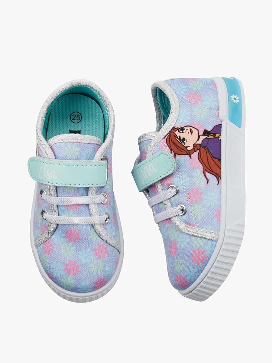 Girls Frozen Print Hook and Loop Ankle Sneakers