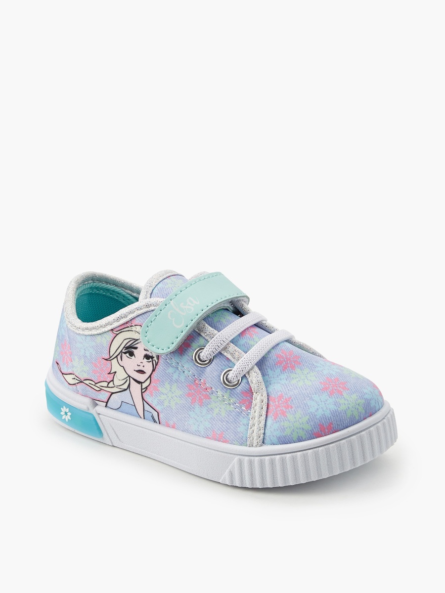 Girls Frozen Print Hook and Loop Ankle Sneakers