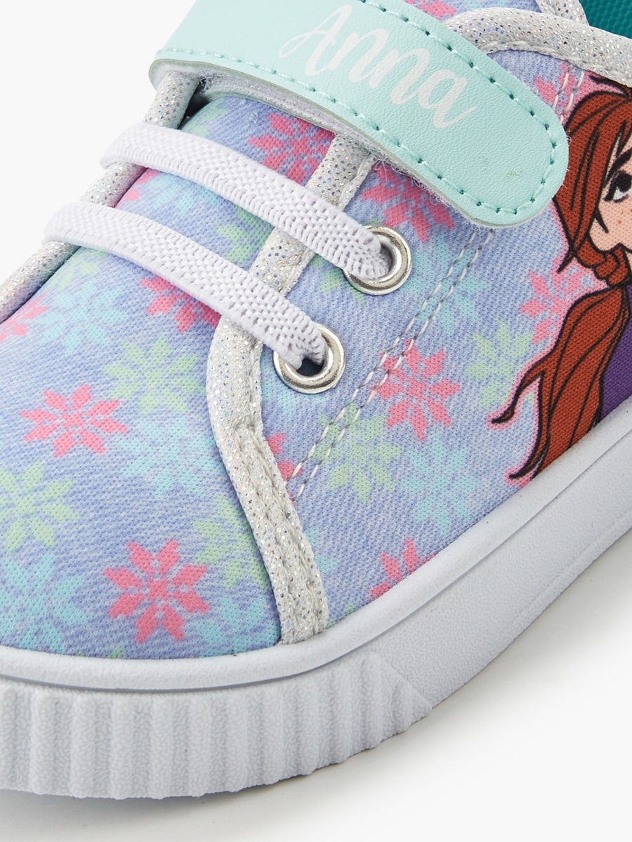 Girls Frozen Print Hook and Loop Ankle Sneakers