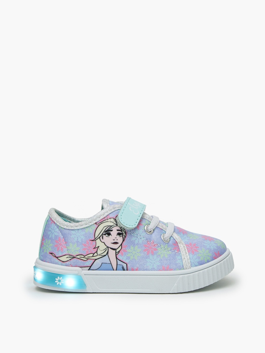 Girls Frozen Print Hook and Loop Ankle Sneakers