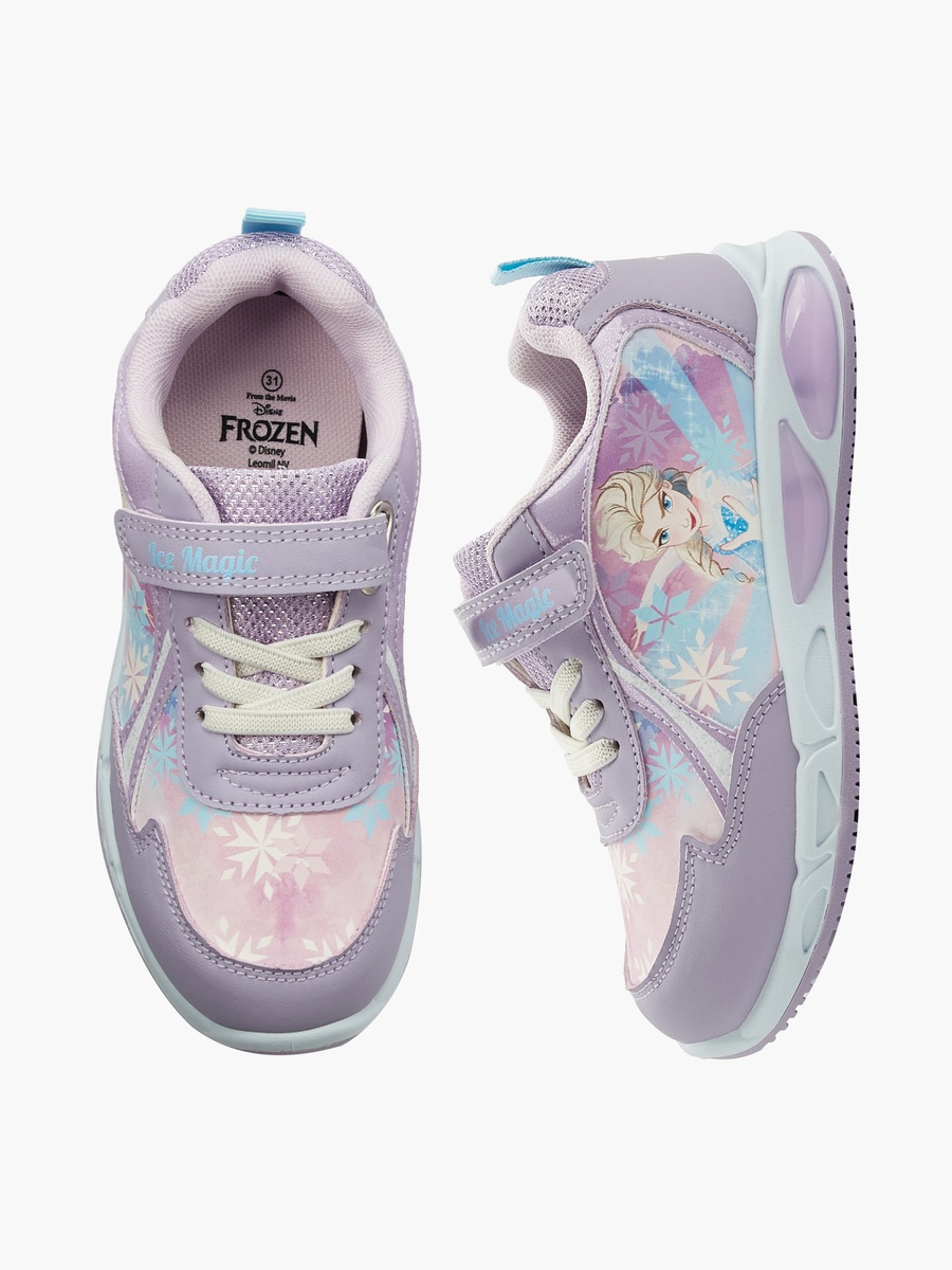 Girls Elsa Print Light-Up Ankle Sneakers