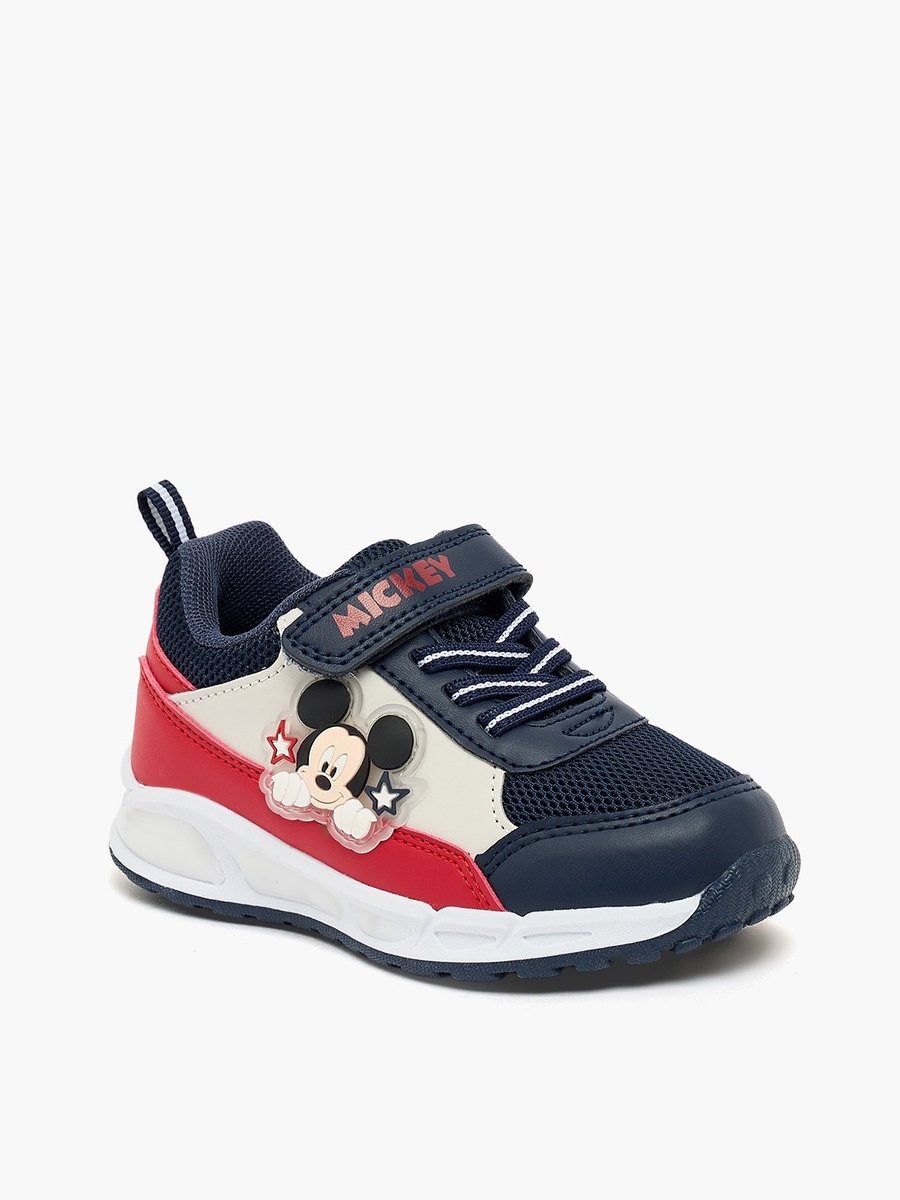 Boys Mickey Mouse Applique Light-Up Ankle Sneakers