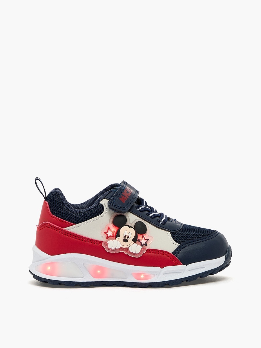 Boys Mickey Mouse Applique Light-Up Ankle Sneakers