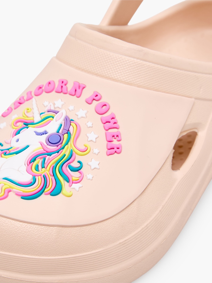 Girls Unicorn Applique Clogs