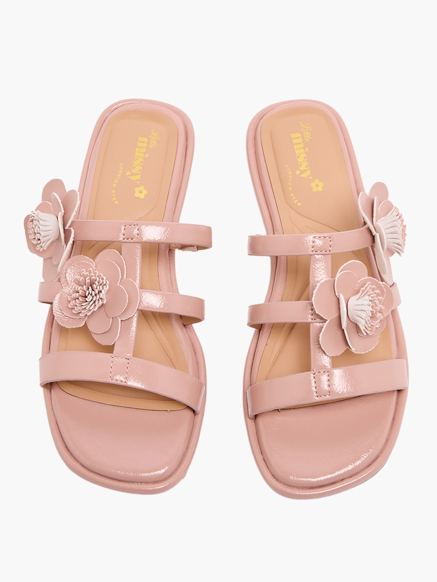 Girls Floral Accent Slip-On Sandals