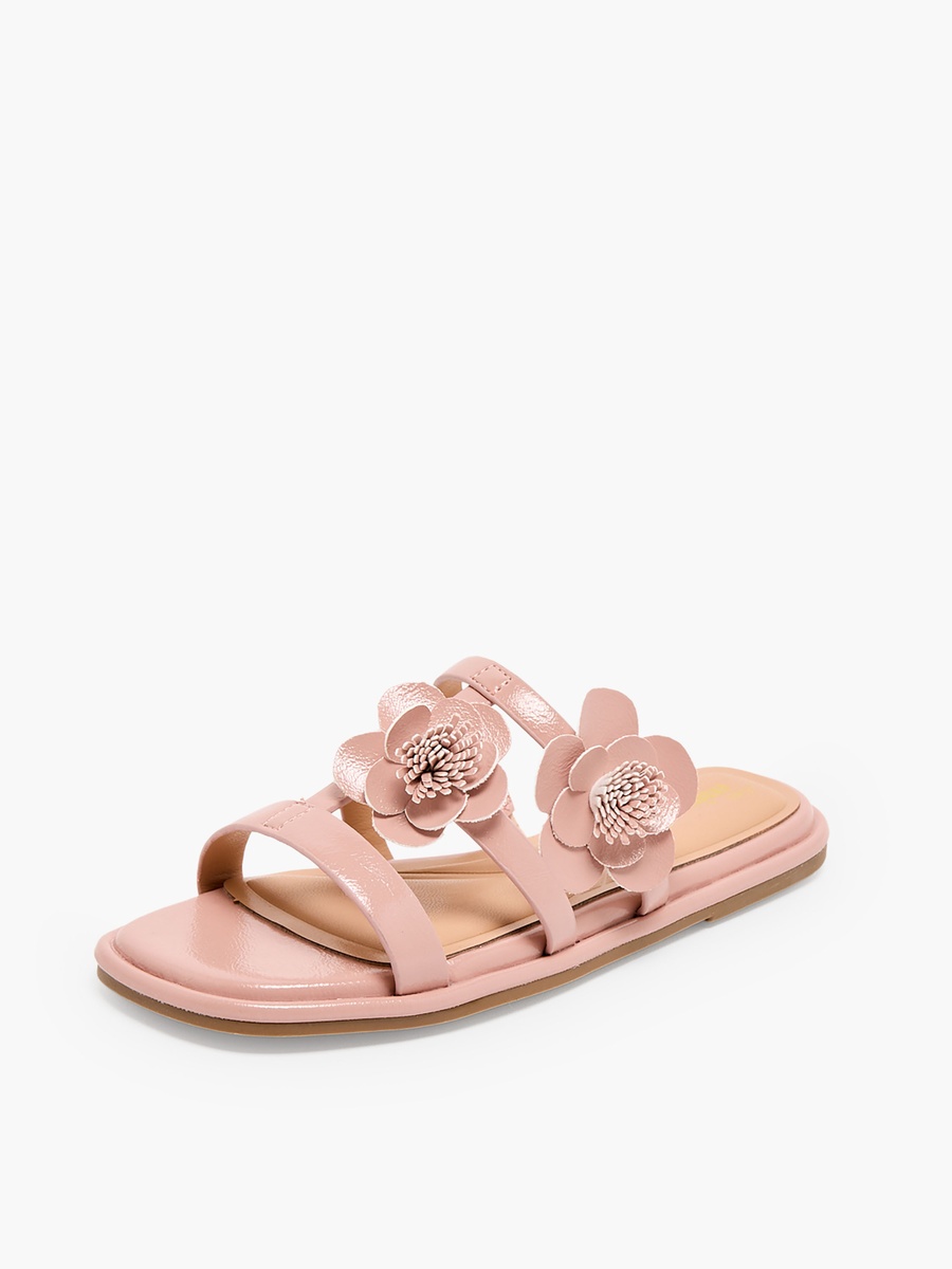 Girls Floral Accent Slip-On Sandals