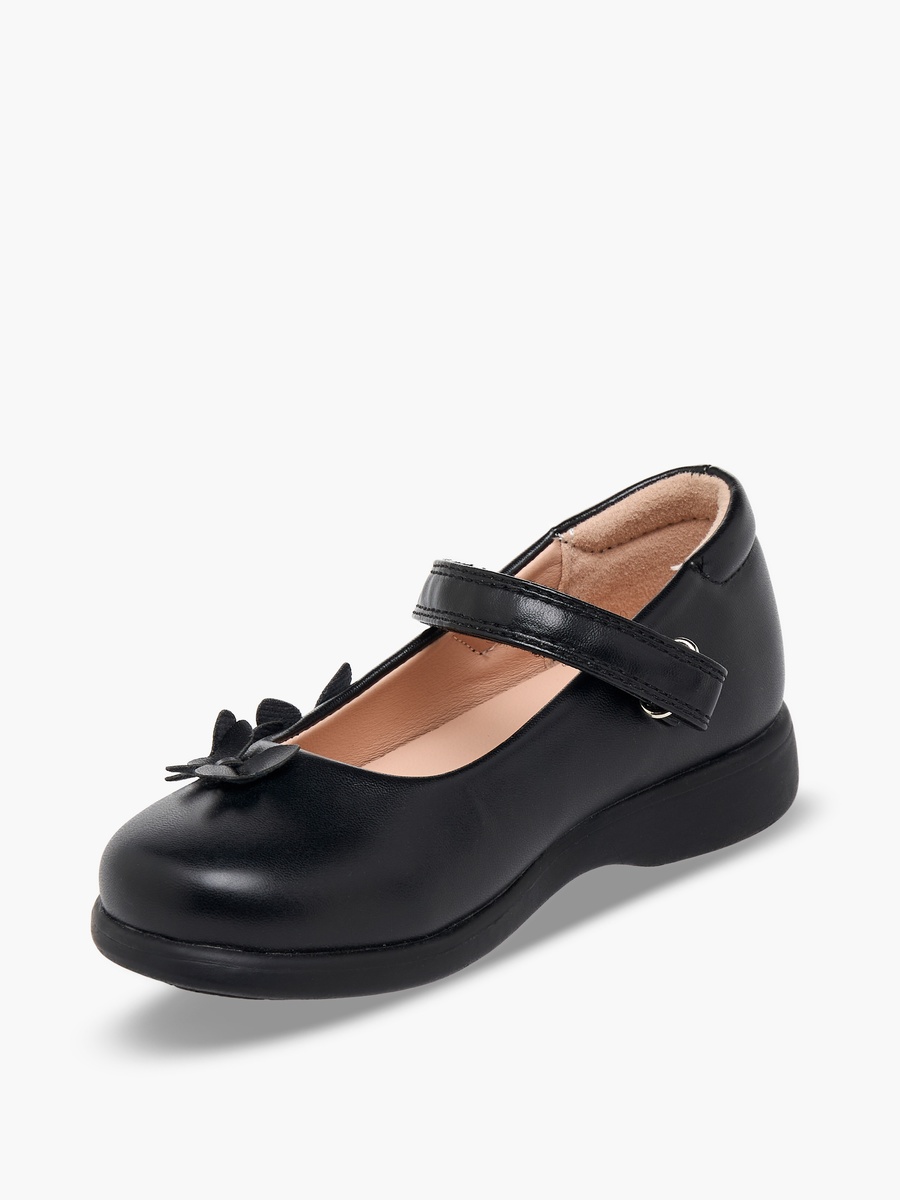 Girls Butterfly Detail Hook and Loop School Shoes