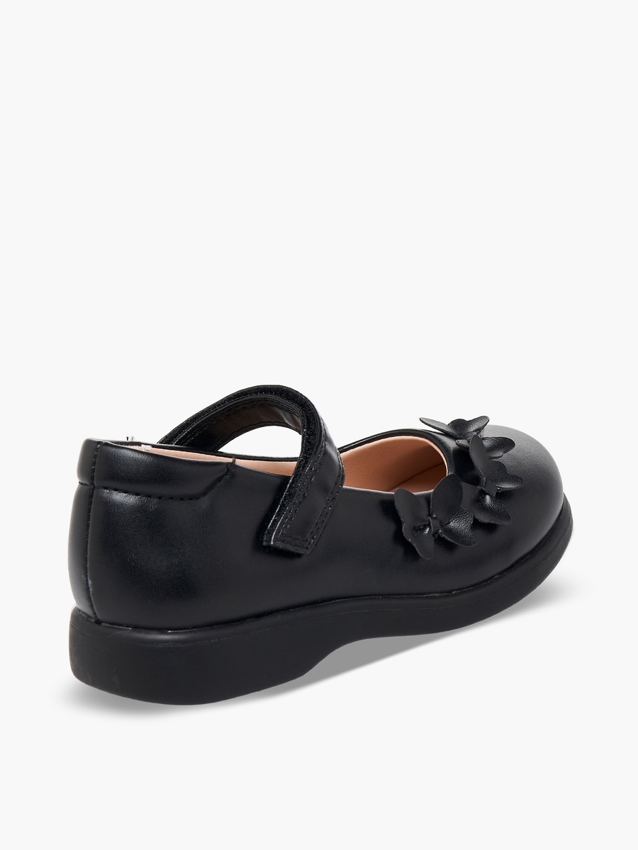 Girls Butterfly Detail Hook and Loop School Shoes