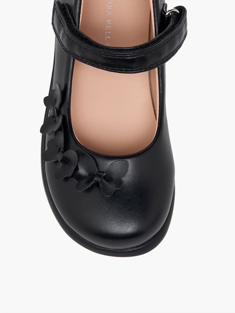 Girls Butterfly Detail Hook and Loop School Shoes