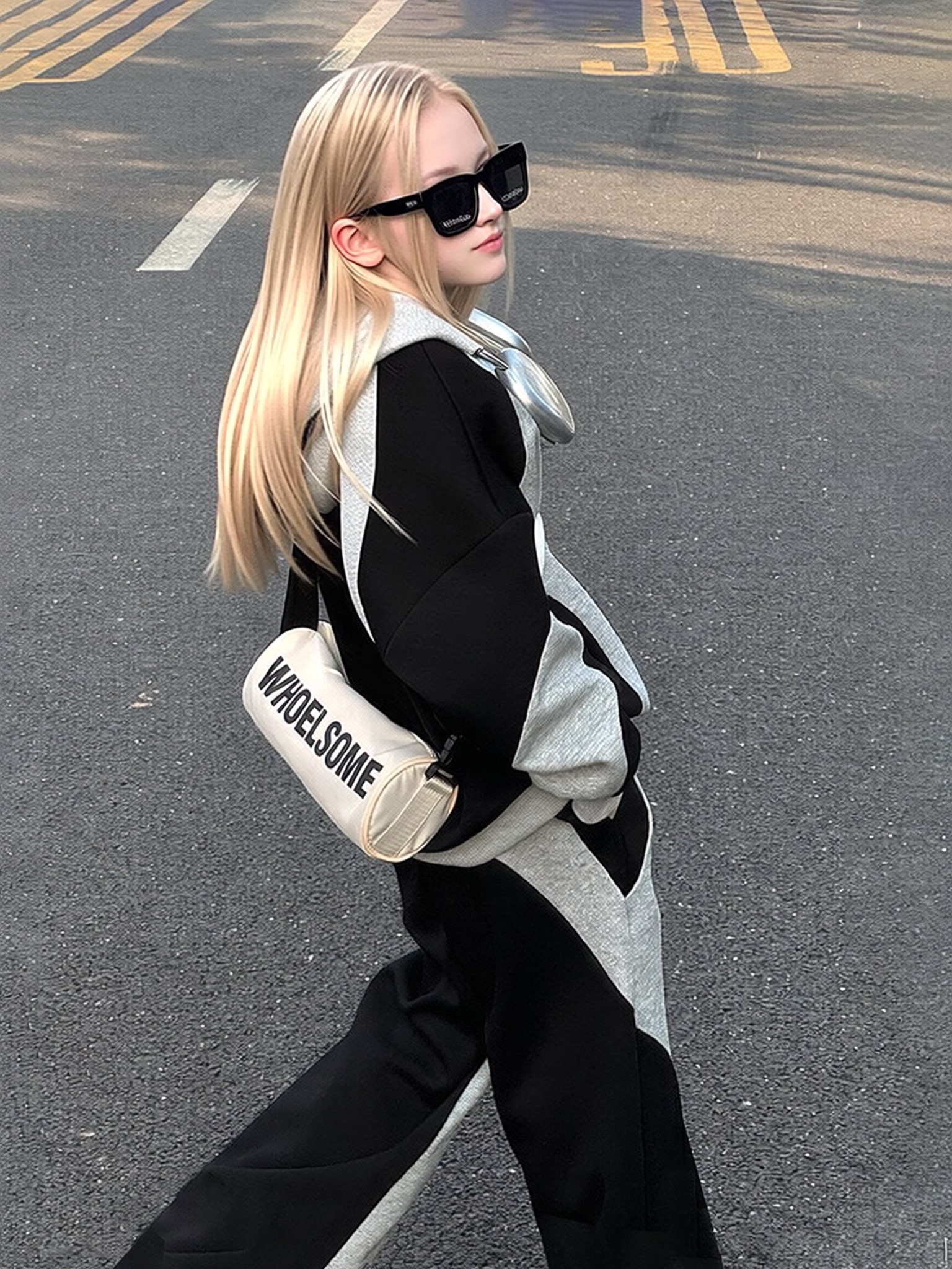 Girls Color-Block Sweatshirt and Trousers Set