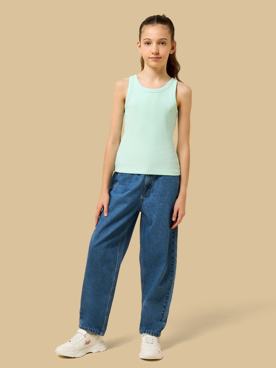 Ribbed Sleeveless Cotton T-Shirt