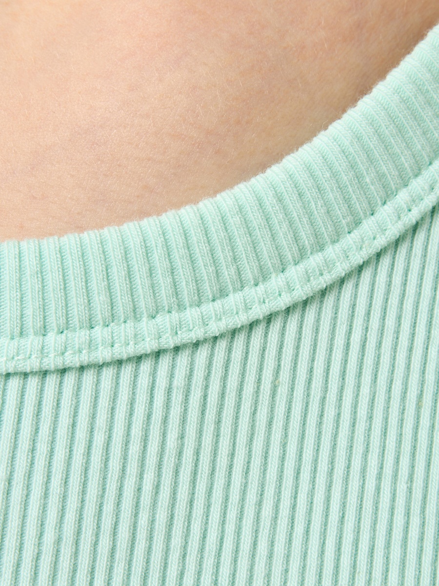 Ribbed Sleeveless Cotton T-Shirt