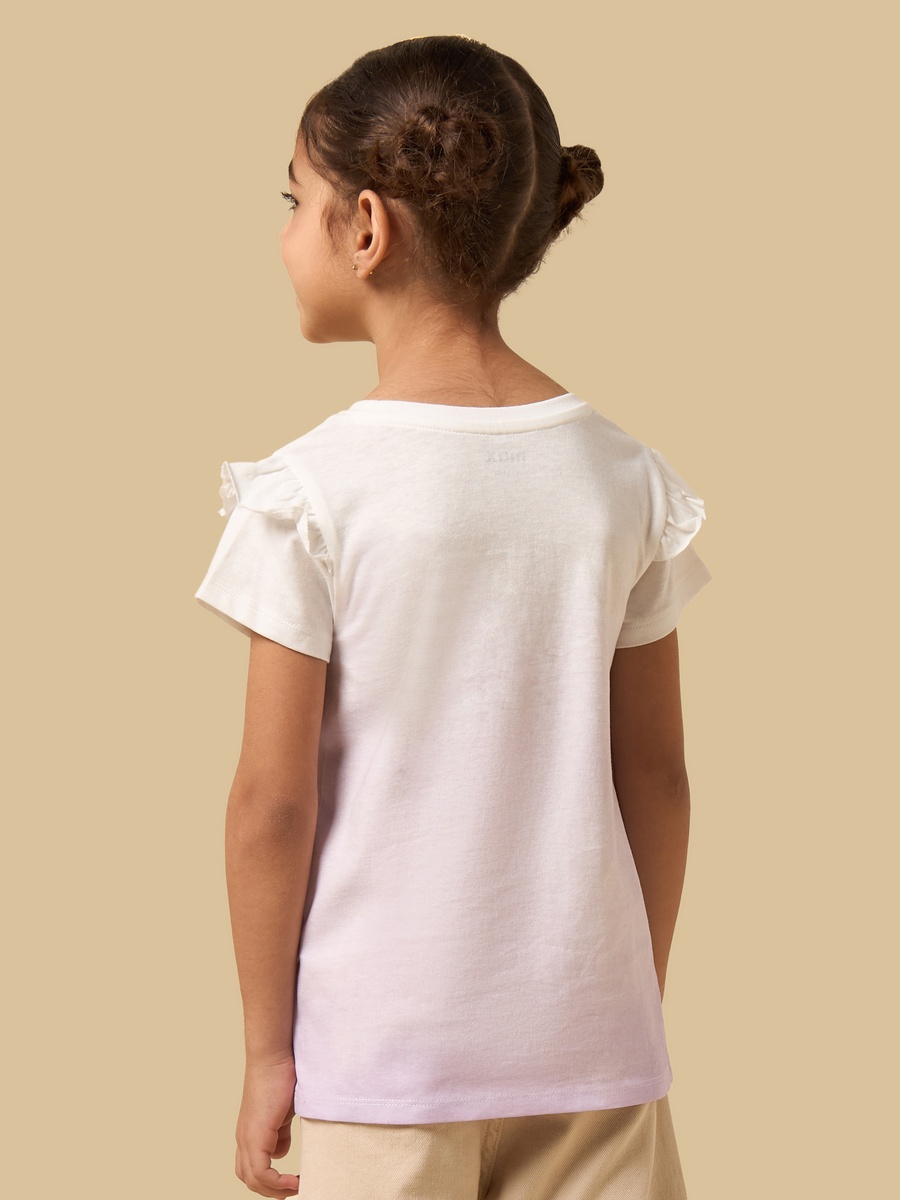 Dog Print Frill Detail T-Shirt