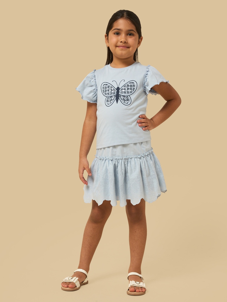 Butterfly Embroidered Cotton T-Shirt