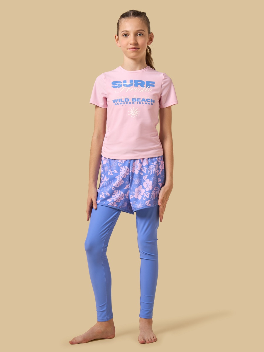 Printed Swim Top with Ruched Design