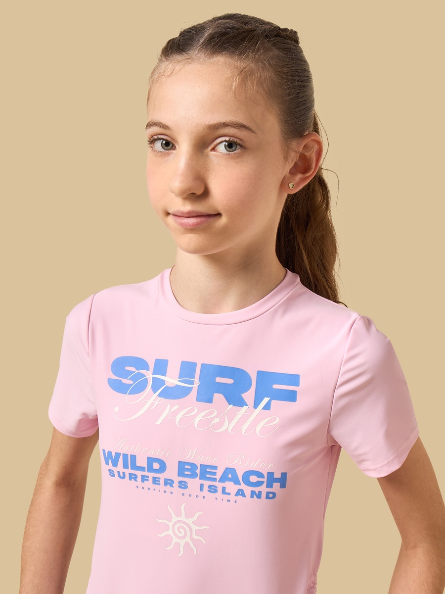 Printed Swim Top with Ruched Design