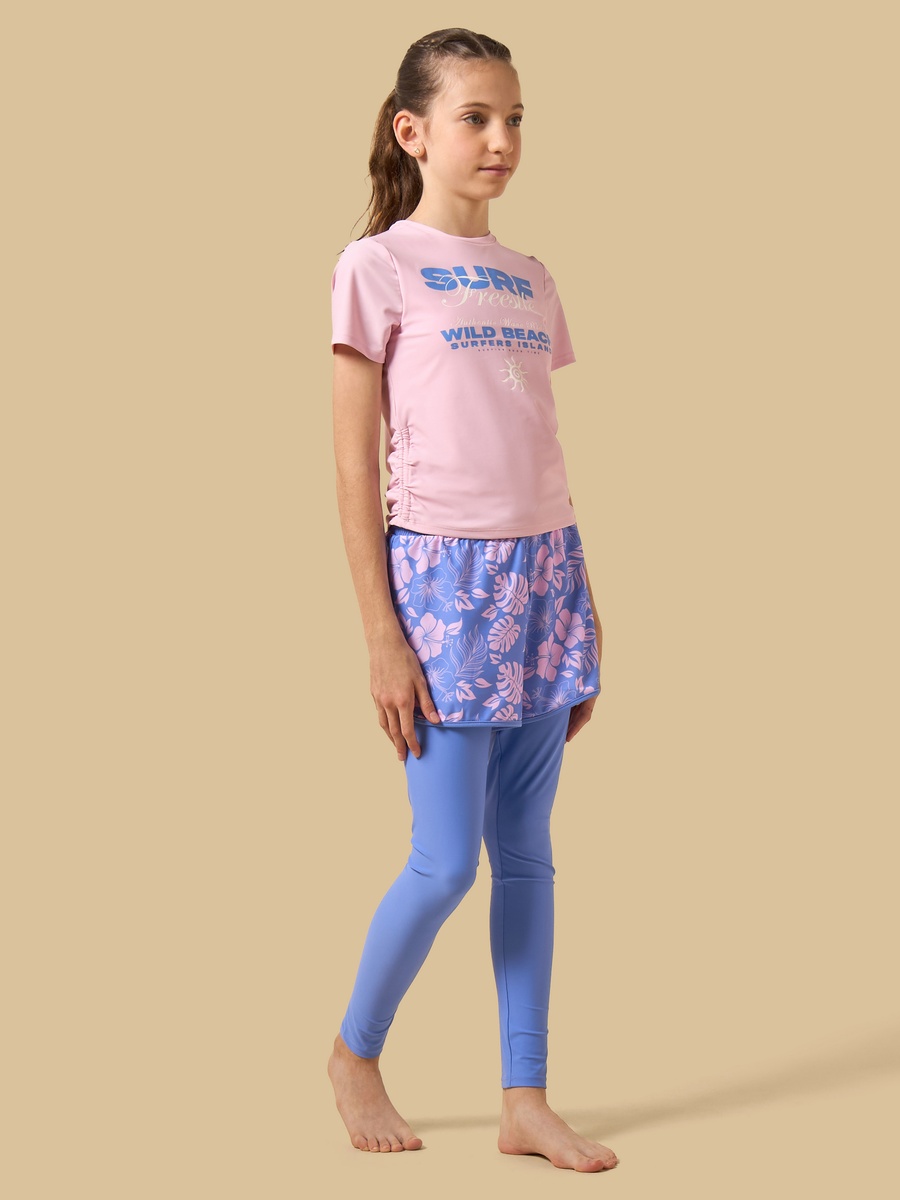 Printed Swim Top with Ruched Design