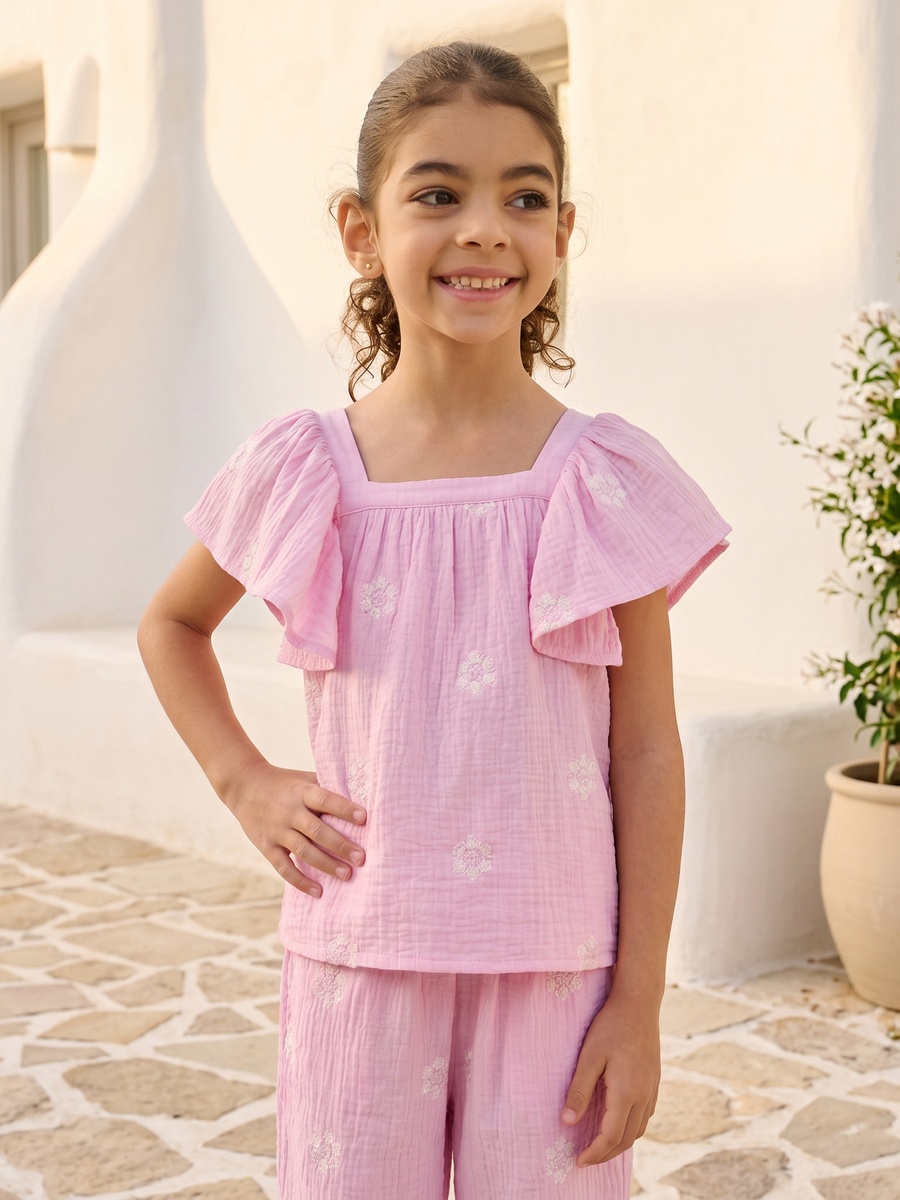 Embroidered Linen Blend Top
