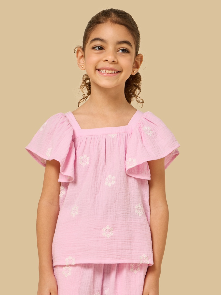 Embroidered Linen Blend Top