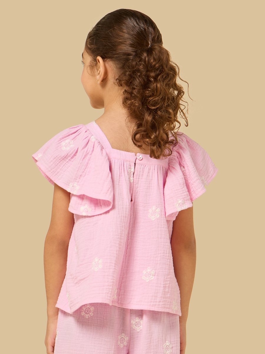 Embroidered Linen Blend Top