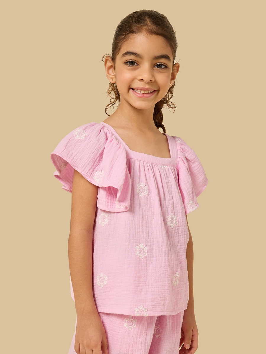 Embroidered Linen Blend Top