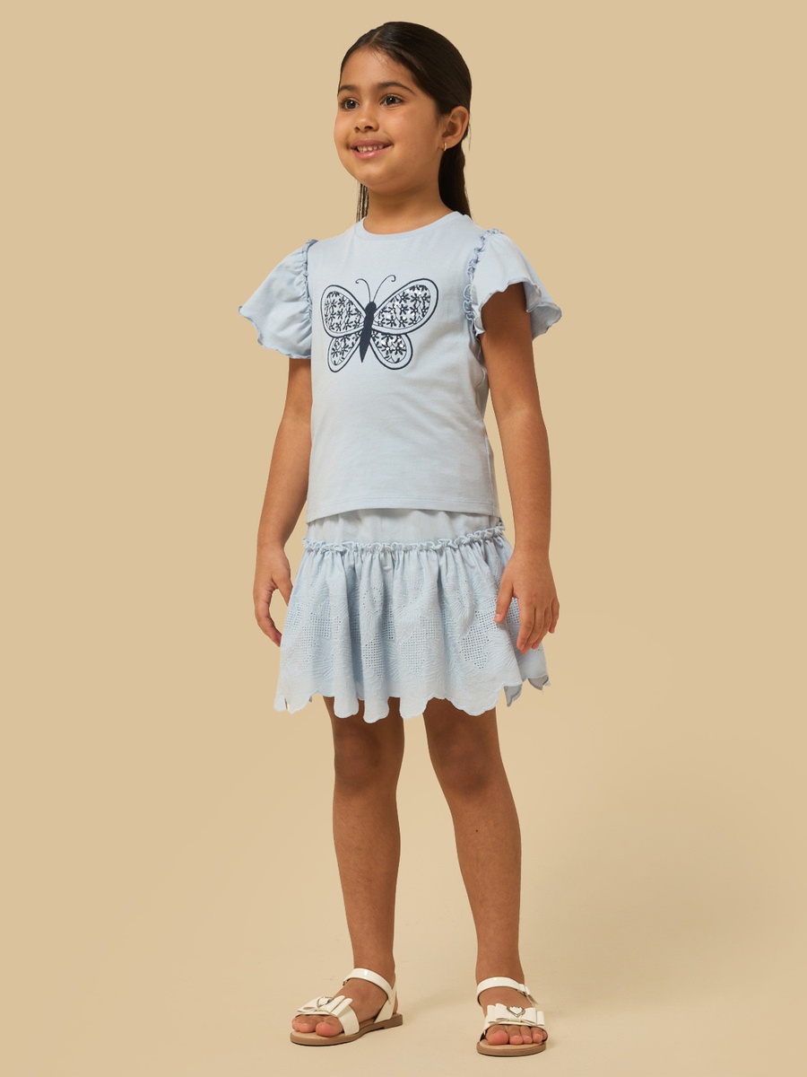 Embroidered Tiered Cotton Skirt