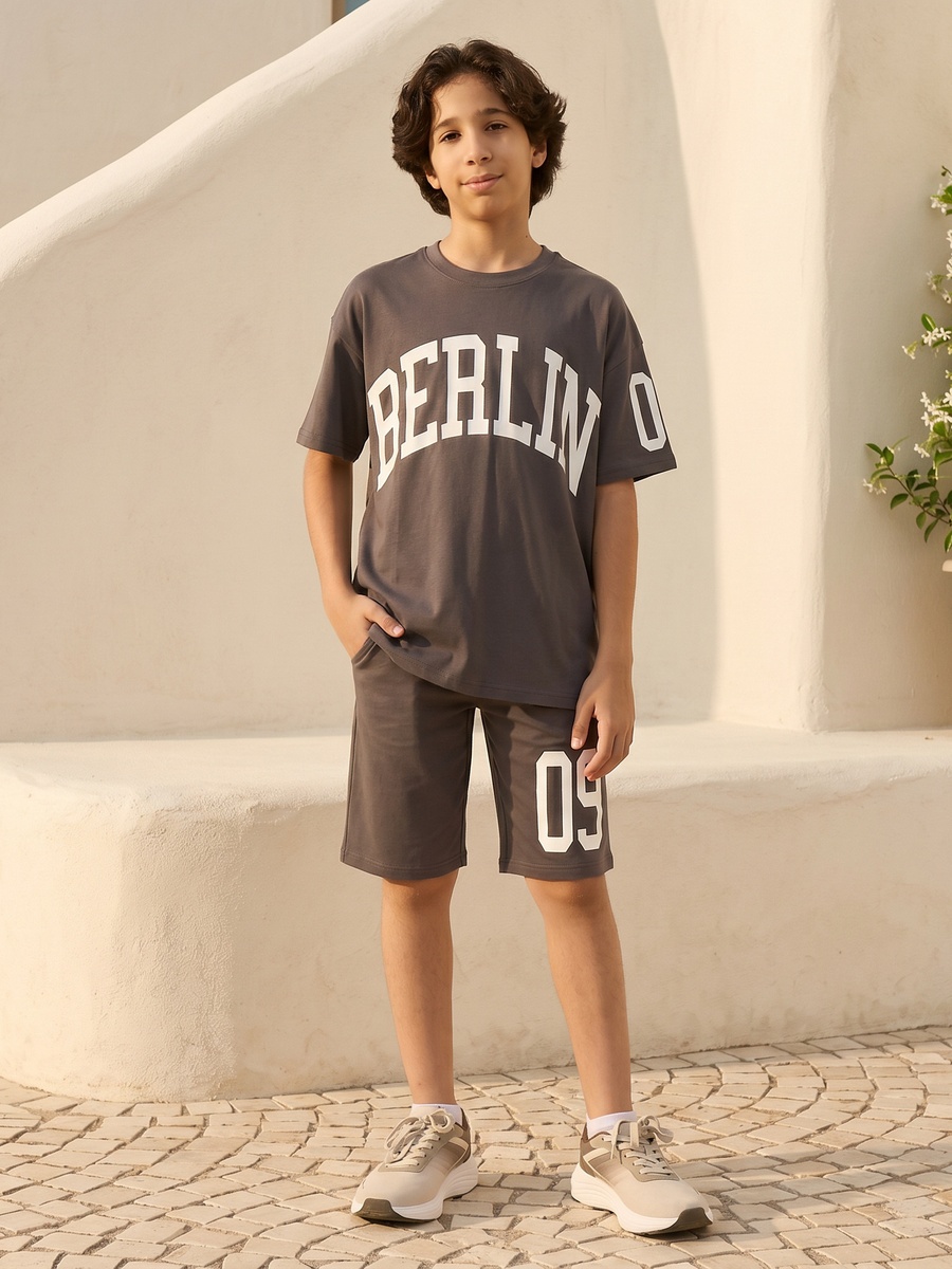 Varsity Print T-Shirt and Shorts Set
