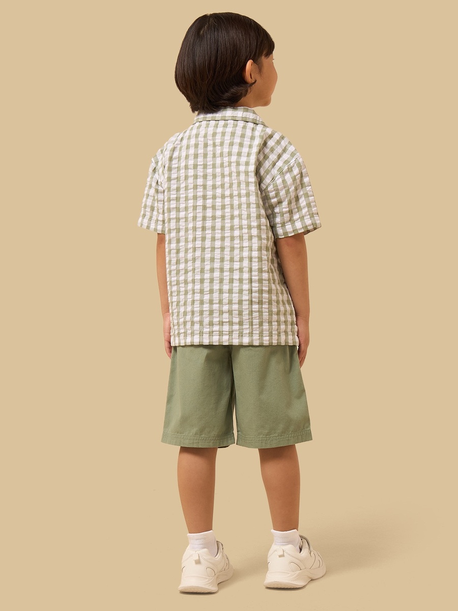 Gingham Check Cotton Shirt and Shorts Set