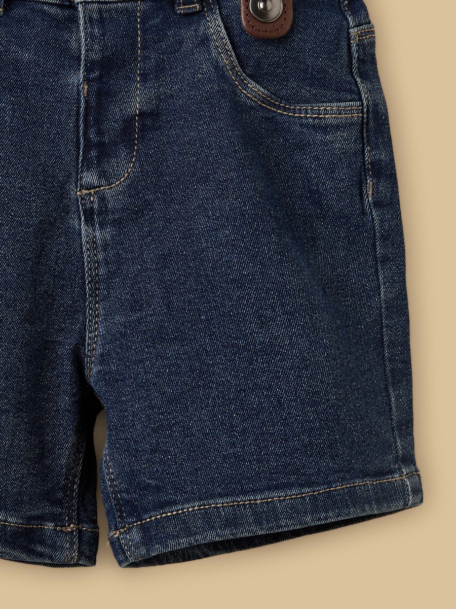 Plain Shirt with Denim Shorts and Suspenders