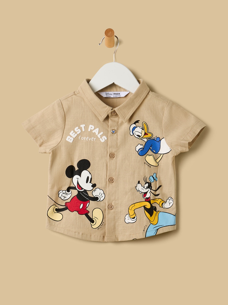 Mickey Mouse and Friends Print Cotton Shirt and Shorts Set