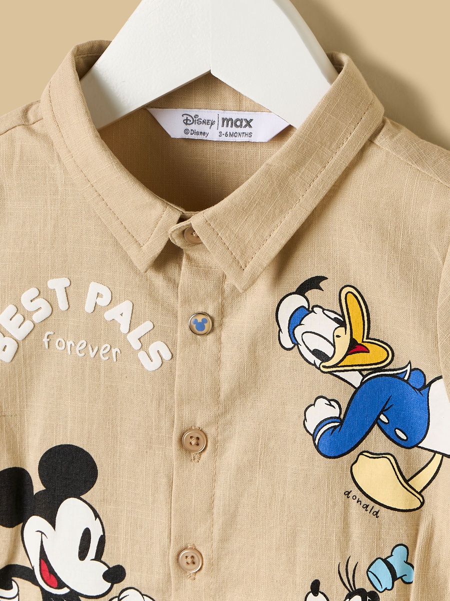Mickey Mouse and Friends Print Cotton Shirt and Shorts Set
