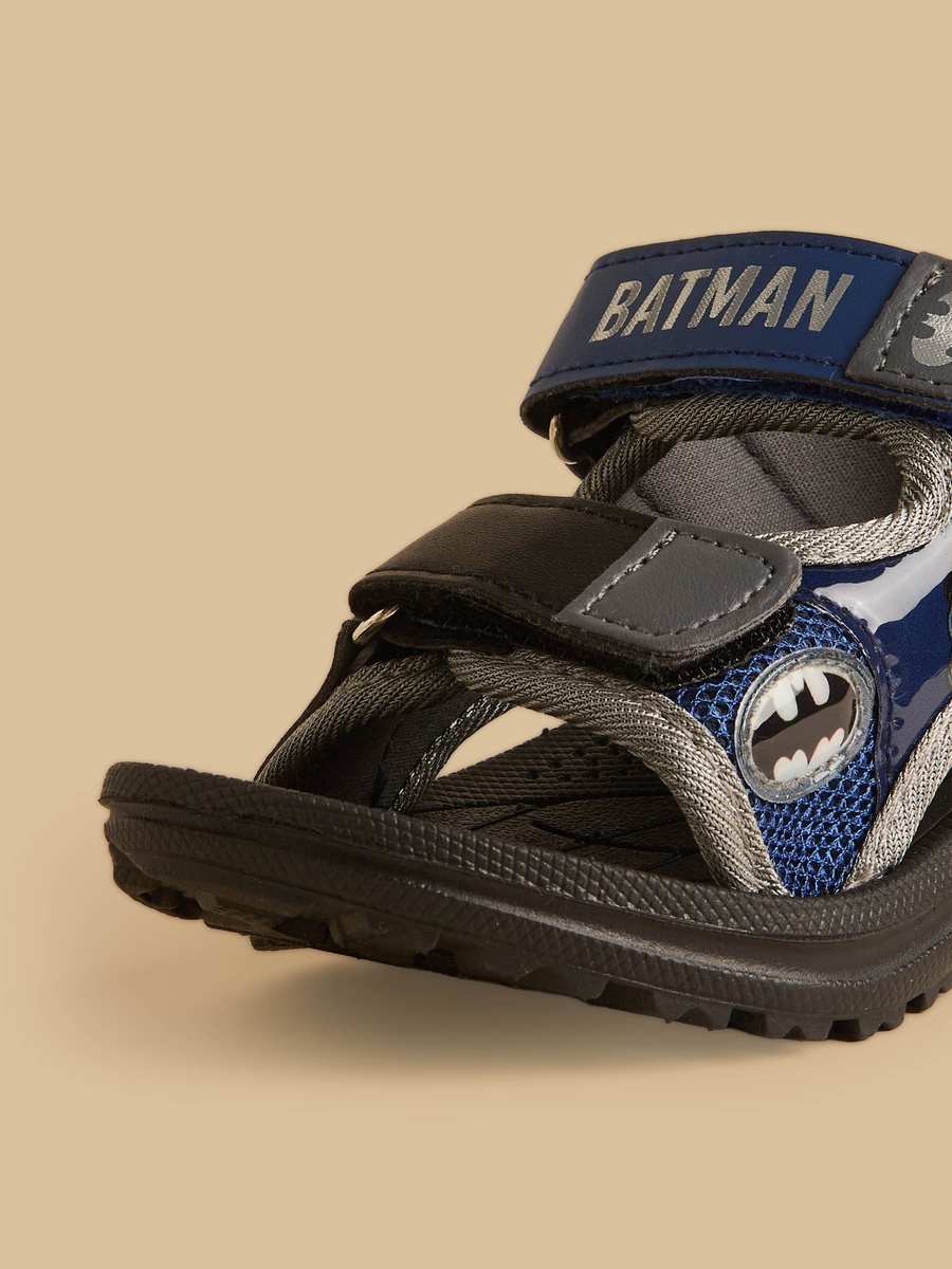 Batman Print Sandals with Hook and Loop Closure