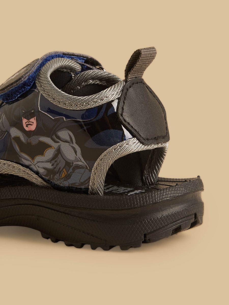 Batman Print Sandals with Hook and Loop Closure