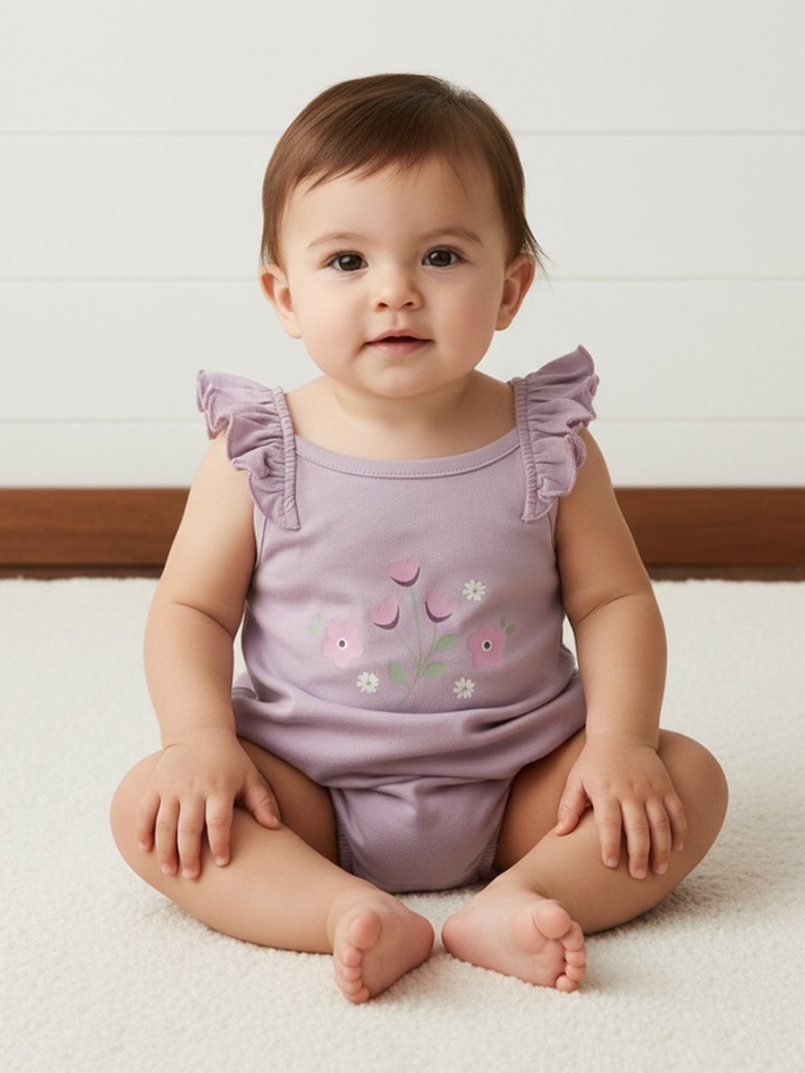 Pack of 3 - Floral Print Sleeveless Cotton Romper