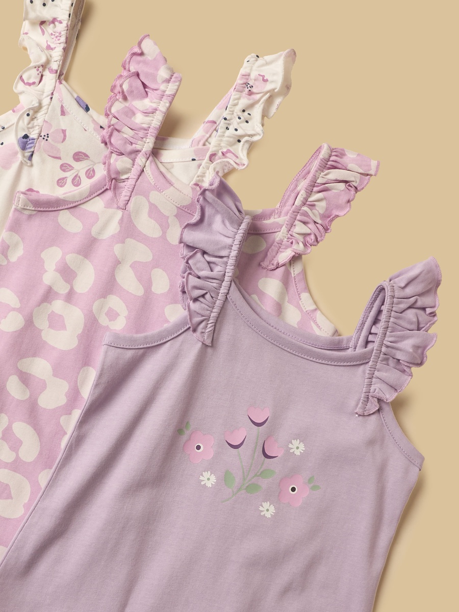 Pack of 3 - Floral Print Sleeveless Cotton Romper
