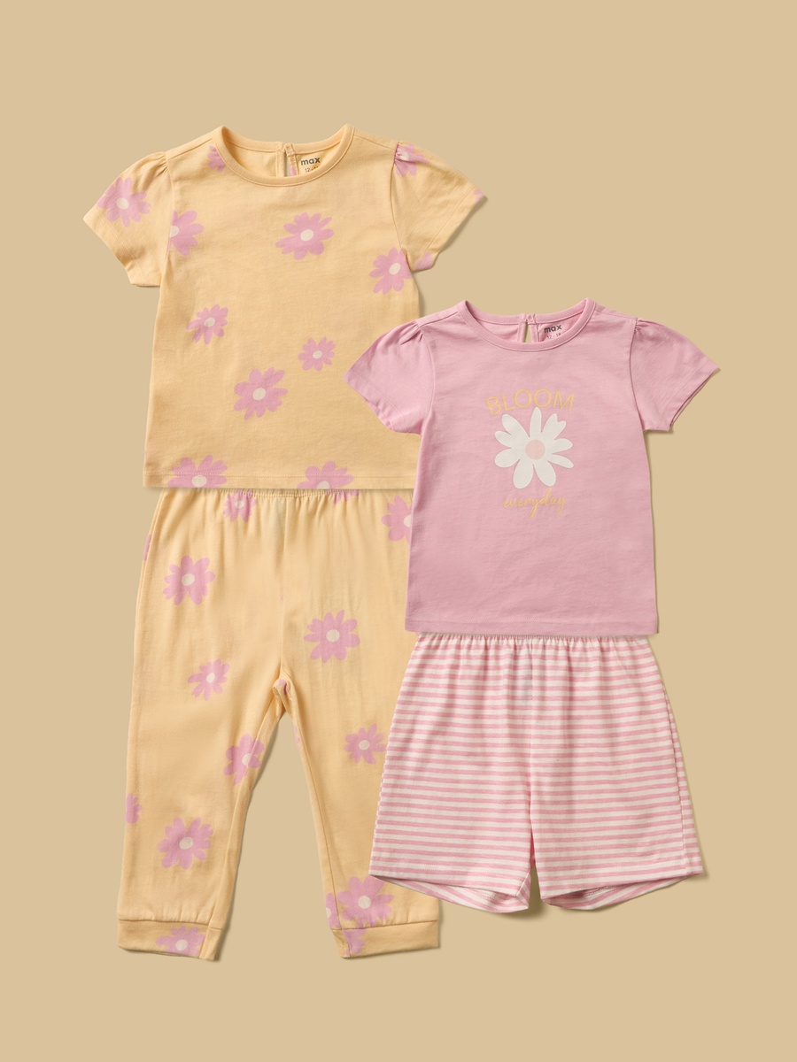 Pack of 2 - Floral Print Cotton Pyjama Set