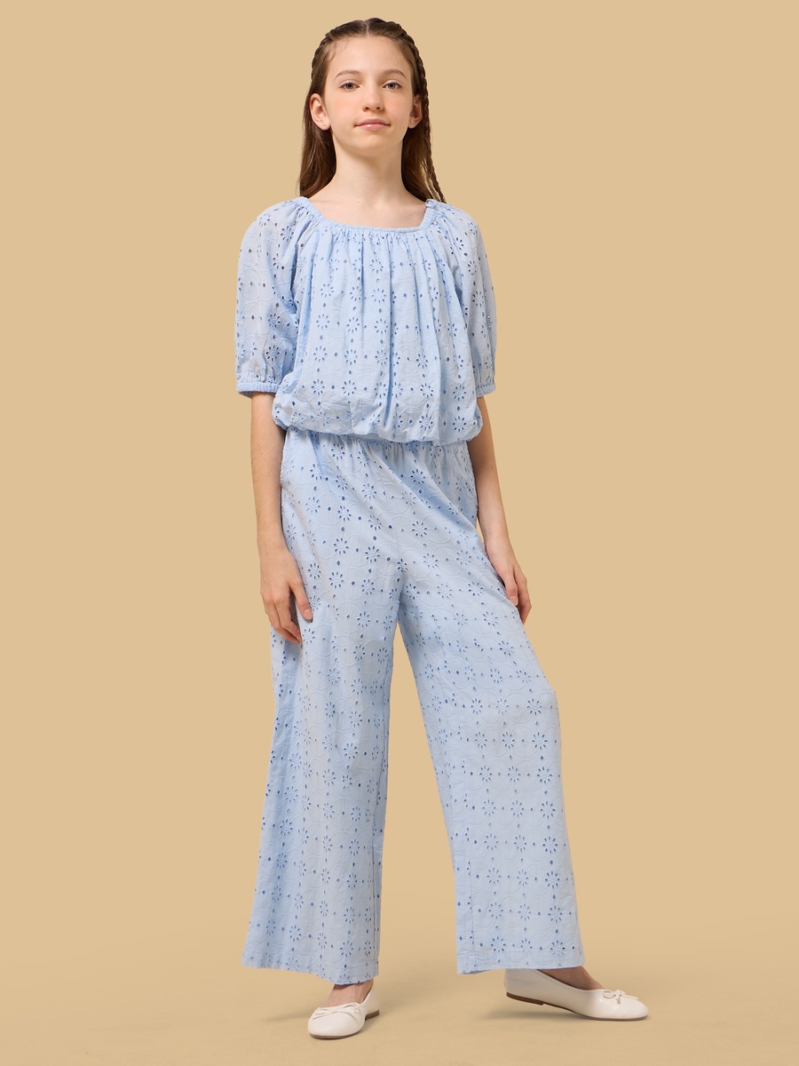 Schiffli Embroidered Wide Leg Pants