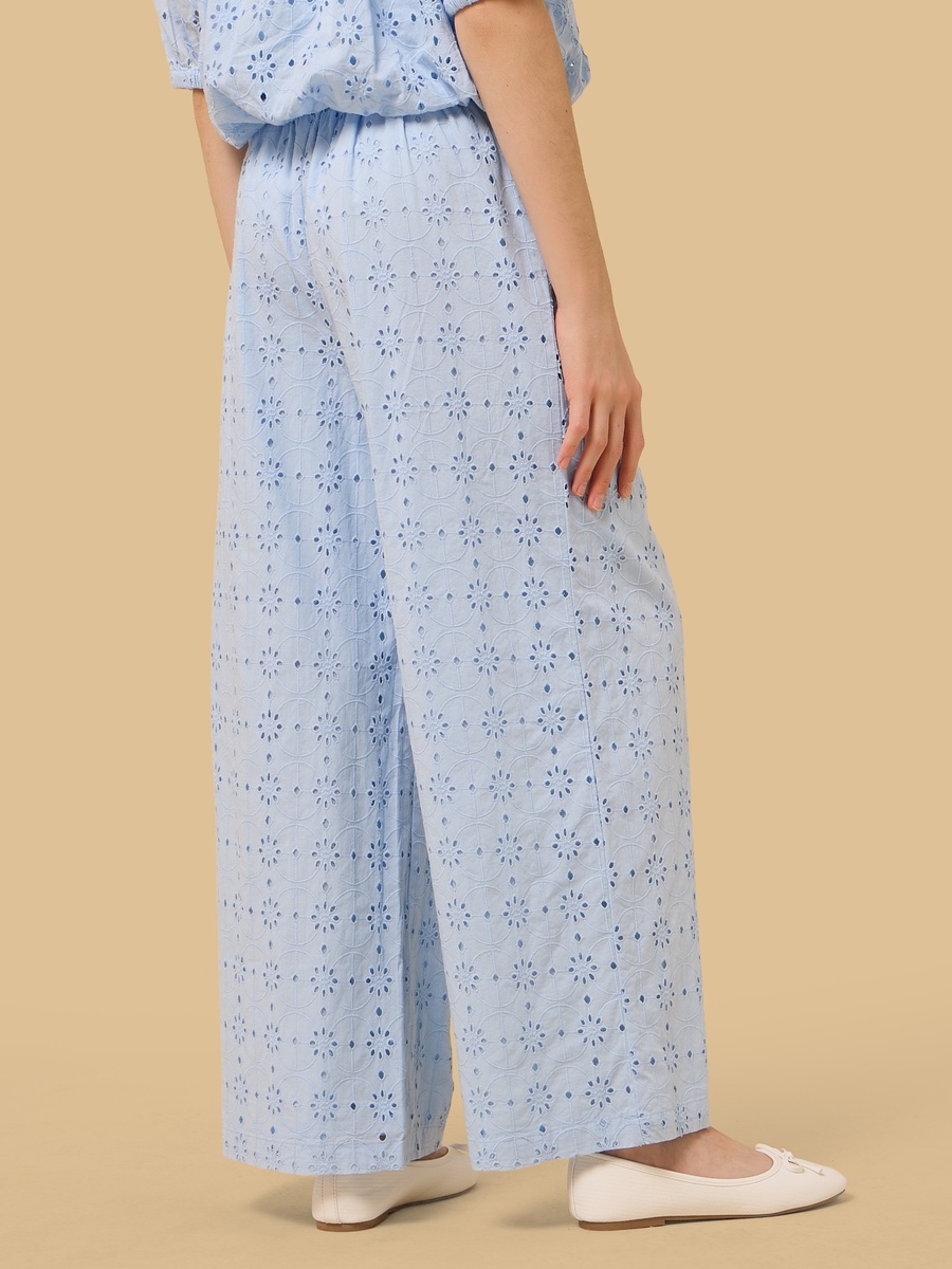 Schiffli Embroidered Wide Leg Pants