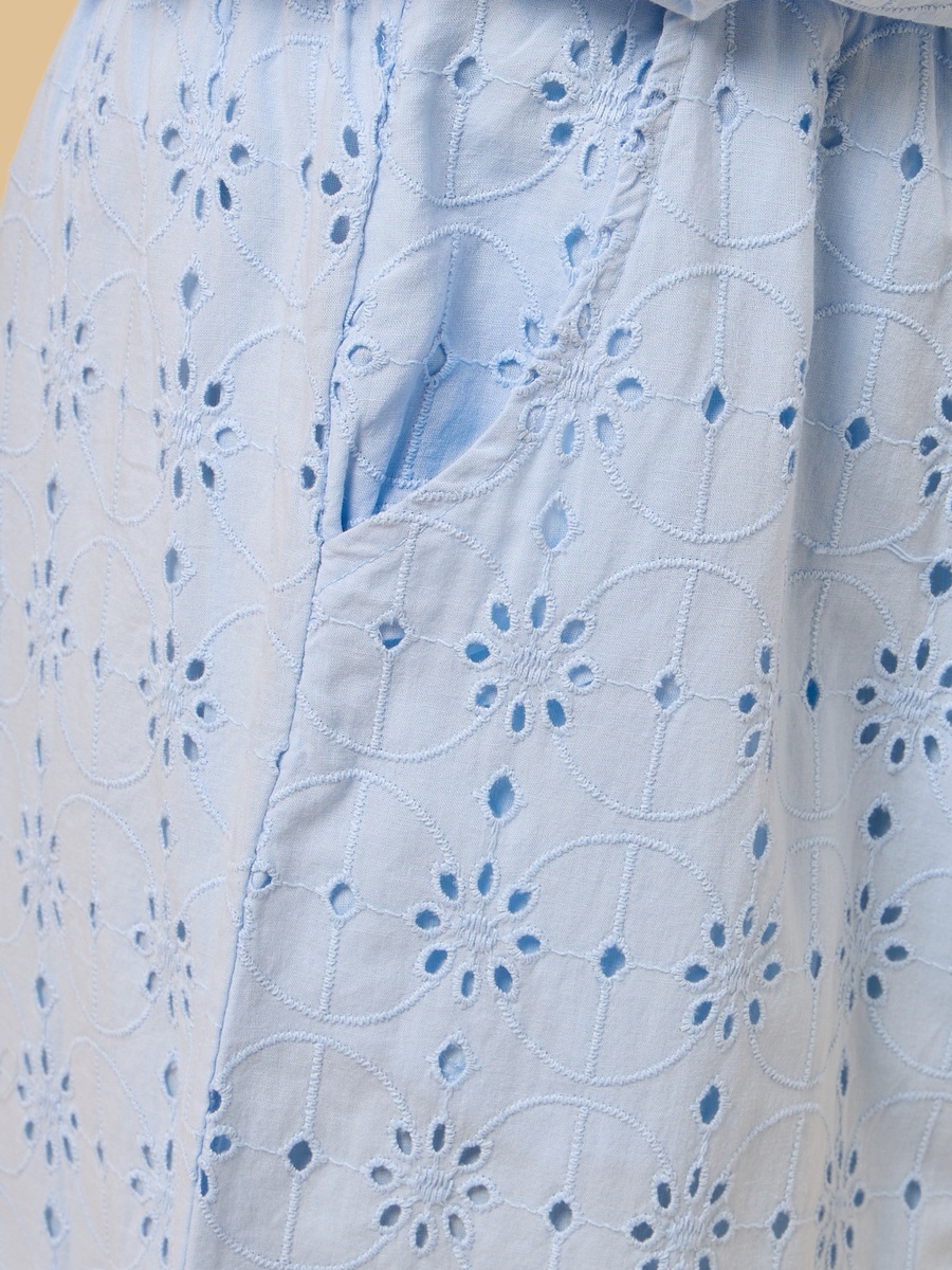 Schiffli Embroidered Wide Leg Pants